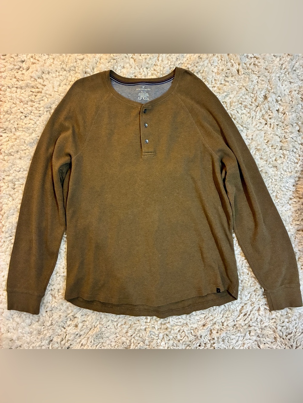Denver Hayes Olive/Tan Henley Thermal Long Sleeve